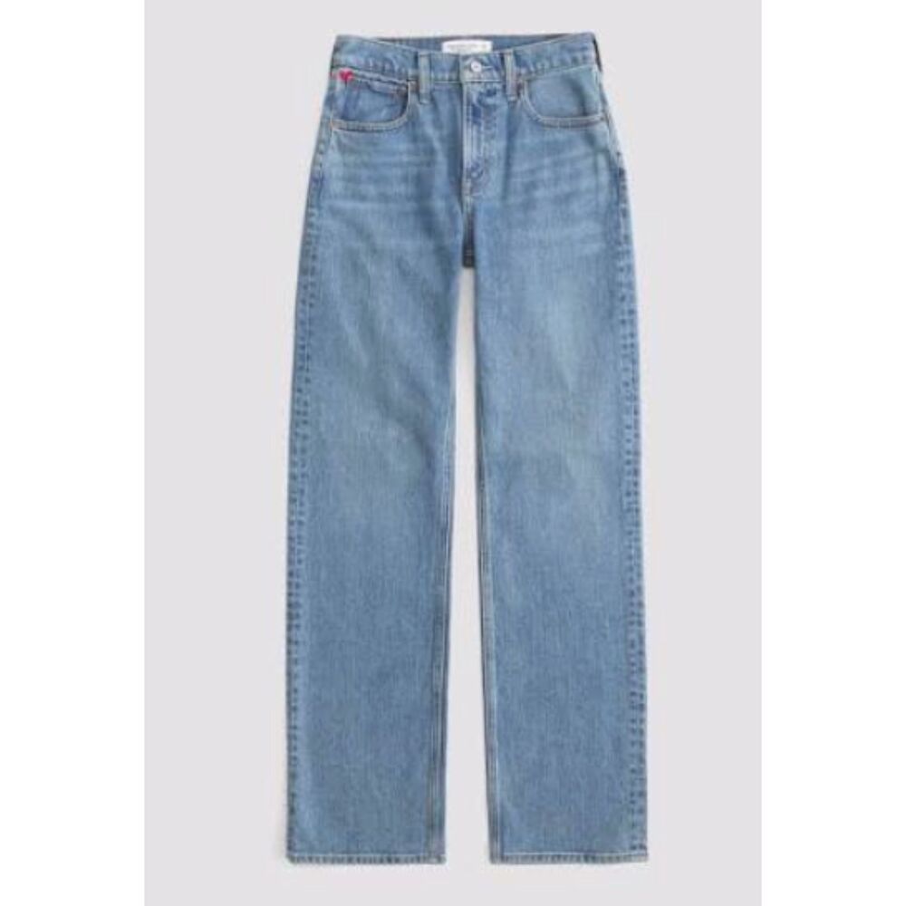 Abercrombie & Fitch High Rise 90s Relaxed Heart Embroidered Jeans 30 Regular